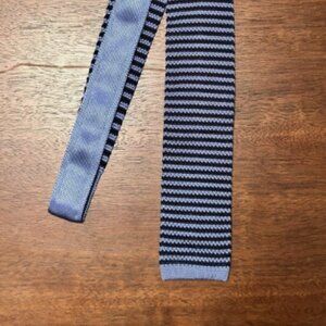 Brooks Brothers Knit Tie Navy Light Blue Stripes 100% Silk NWT